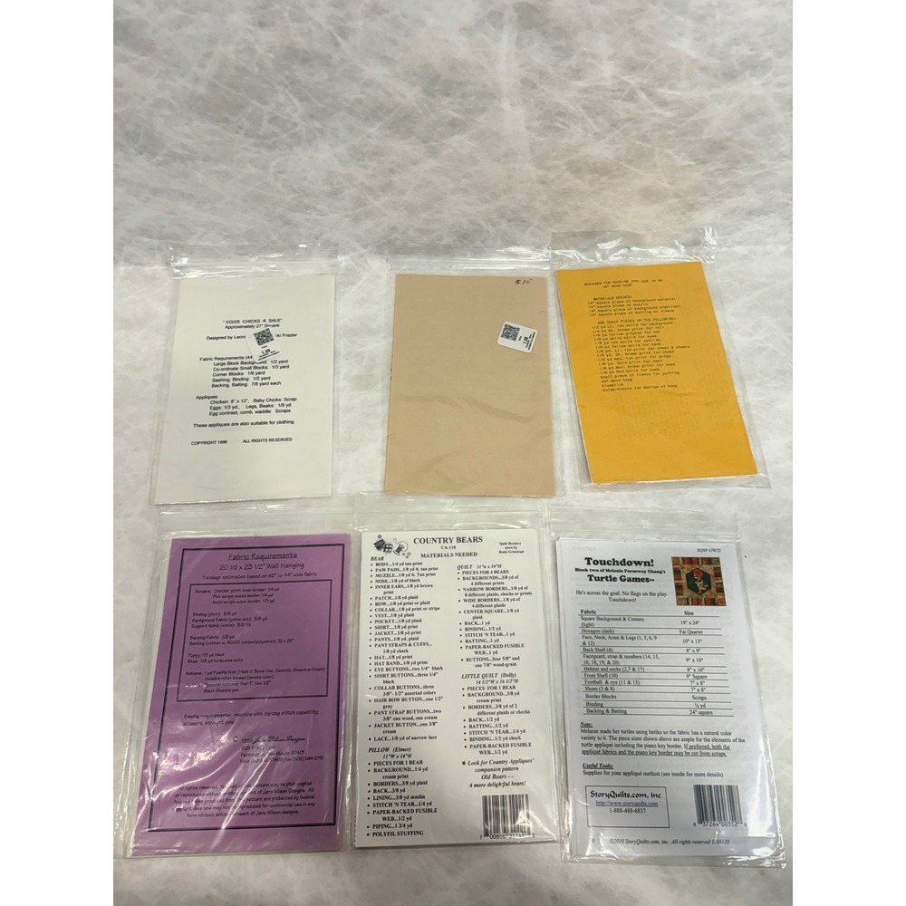 Lot of 6 Applique Quilt Patterns Katrinka Country Bears Henny Penny StoryQuilts - Picture 8 of 12